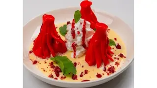 Мини хинкали с вишней и сливками