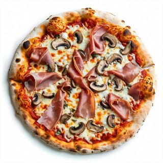 Pizza schiacciata ripienna cotto, funghi e mozzarella