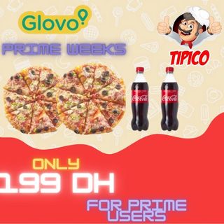 EXCLUSIVE DUO PIZZAS PEPPERONI XL (TRIPLES) AVEC 2 BOISSONS 45cl !
