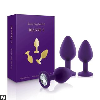 Rianne S Zestaw korków analnych z kryształkami fioletowe 1541B