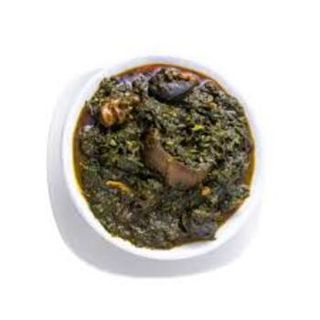 Afang soup + goat meat