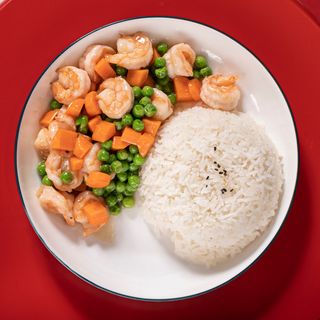 Riso bianco con gamberi