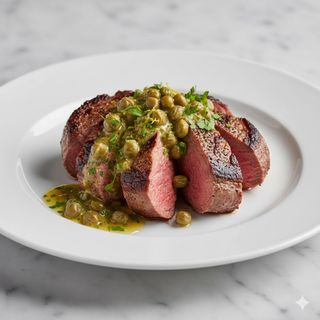 Solomillo A La Plancha Con Salsa De Alcaparras