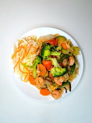 Makaron Udon z krewetkami