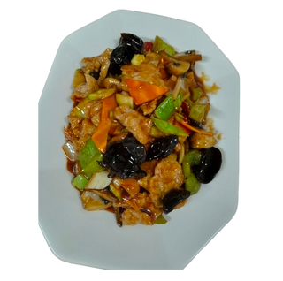 Пилешко с бамбук и черни гъби