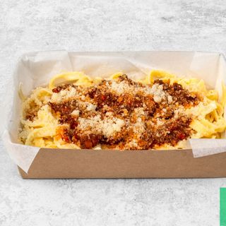 Bolognese with Mince Meet Fettuccine Alfredo