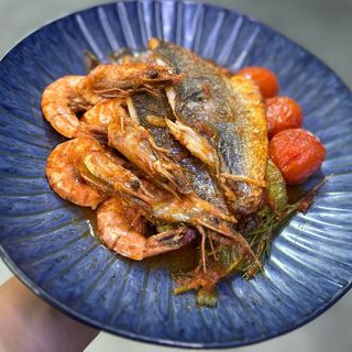 File de dorada, zucchini, creveți Black Tiger