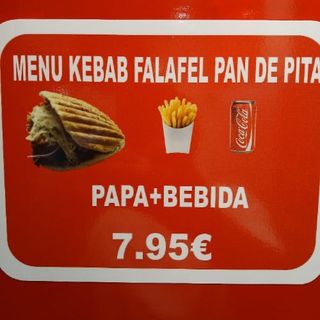 Menú Kebab Falafel Pan Pita