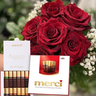 Bouquet de fleur avec chocolat merci