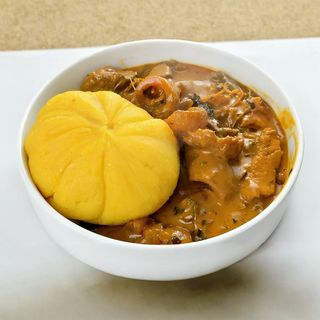 Ogbono With Beef, Fish & Eba