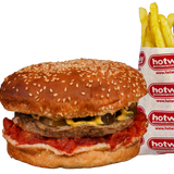 Телешки бургер + малки картофки (330г)