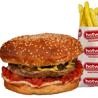 Телешки бургер + малки картофки (330г)