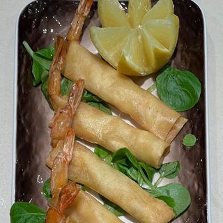 Mini rollitos de Gambas.