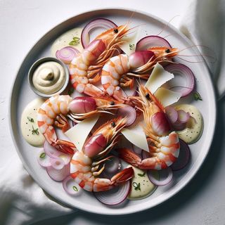 Z prażoną cebulką, Grana Padano, sos Aioli