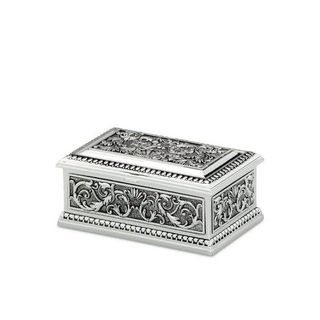 Cutie bijuterii argintata mica cu model floral