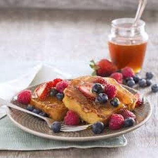French Toast, Bowl Of Fruits and Honey