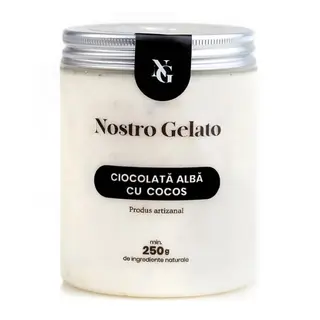 Înghețată de ciocolată albă cu cocos si migdale