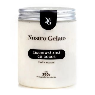 Înghețată de ciocolată albă cu cocos si migdale