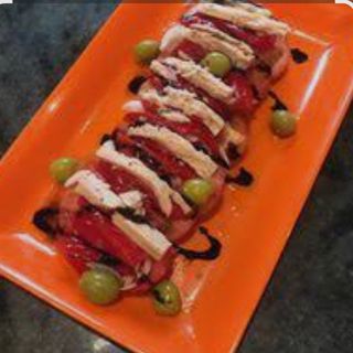 Ensalada de tomate con vendresca y vinagre de la casa