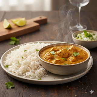 Pollo Al Curry Con guarnición