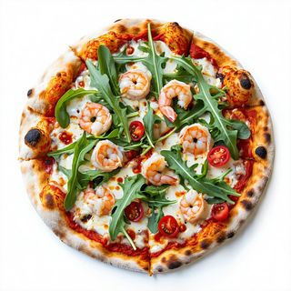 Pizza gamberi e rughetta