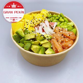 Poke nº6 de salmón, cangrejo, edamame, mango, aguacate y sésamo