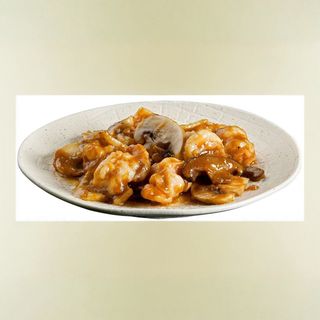Gamberetti con bambù e funghi