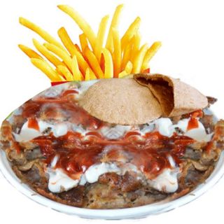 Kebab En Plato Sólo Carne Con Patatas