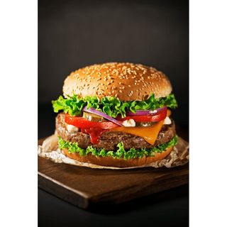 Beef burger + chips