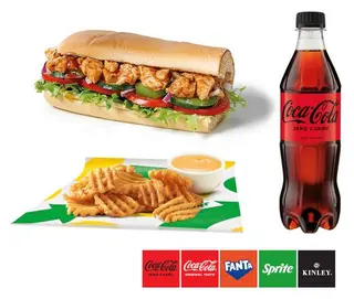 Zestaw Sandwicz Kurczak Teriyaki 15 cm + duża porcja frytek waflowych + napój Coca-Cola Zero