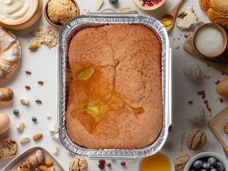 Пирог заливной с манго и апельсином