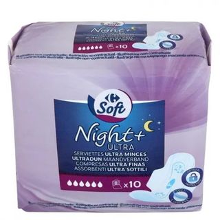 Compresas Ultra Con Alas Noche Carrefour 10 Ud.