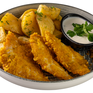 ХРУПКАВИ ПИЛЕШКИ ФИЛЕНЦА С КАРТОФИ СОТЕ И МЛЕЧЕН СОС