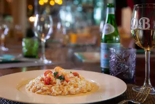 Risotto con langostinos y calabaza