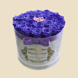 Cutie Rotunda Cu Trandafiri Criogenati Mov