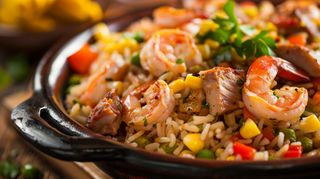Rice Bowl Con Mixto Pollo Y Gambas