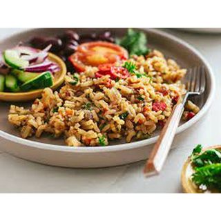 1/2 Chips, 1/2 Pilau And Beans Sauce