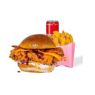 Menu | BBQ Burger, Fries Crispers 130g, Soft Drink