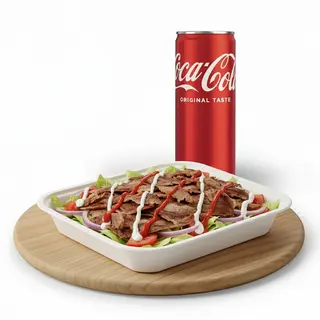 Vaschetta solo kebab - media + Lattina Coca-Cola