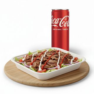 Vaschetta solo kebab - media + Lattina Coca-Cola