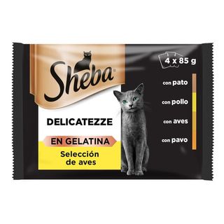 Sheba Delicatezze Comida Húmeda para Gatos Selección de Aves en Gelatina 4x85g