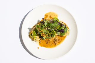 Омлет з креветками, травами, зеленою квасолею та горіховим соусом, 315 г