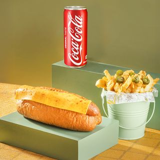 კომბო ბიგ  ჰოთ-დოგი ბერნერი ყველის სოუსით