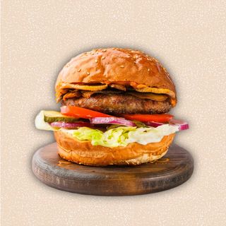 Грибной бургер с говяжьей котлетой 