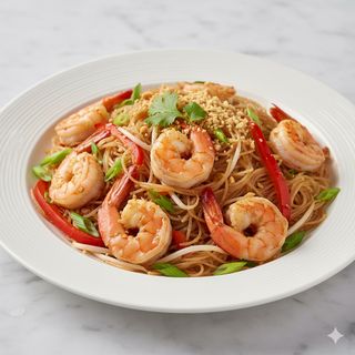 210. Fideos De Arroz Fritos Con Gambas