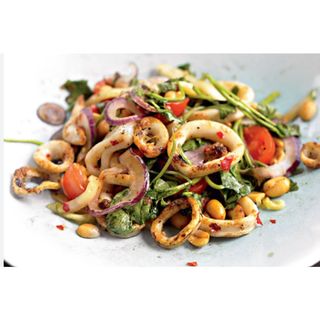 Grilled Calamari And Prawns With Salad