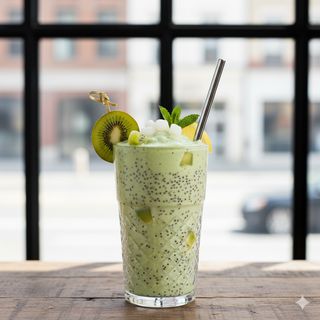Ananas, succo di limone e kiwi e semi di chia