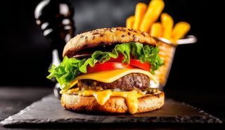 Menu Cheeseburger Ensalada + Papa Frita y Bebida, Fries and Drink