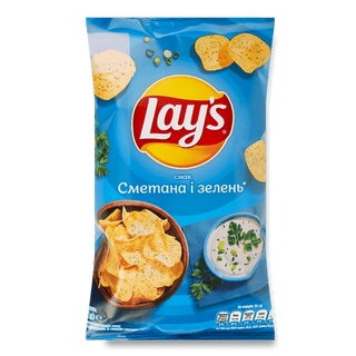 Чипси Lay's картопляні зі смаком сметани та зелені (60г)