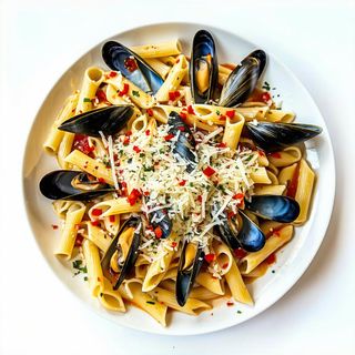 Bucatini cacio, pepe e cozze